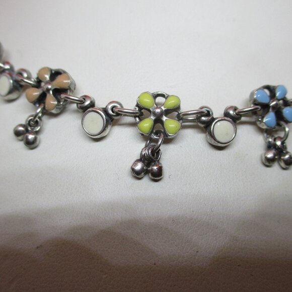 Vintage PHILIPPE AUDIBERT PARIS Enamel Silver Tone Metal Floral Dangle Beaded - Picture 4 of 14